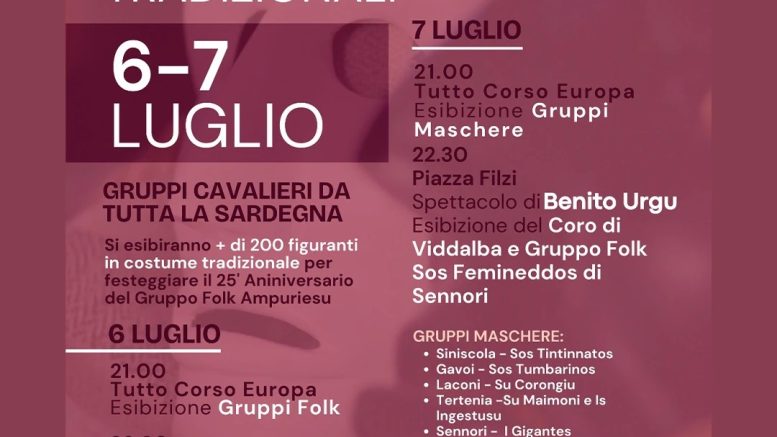 Valledoria, al via la seconda edizione della festa del Folklore