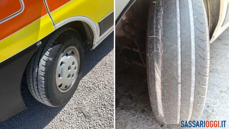 Rubano le ruote dell'ambulanza della Croce Blu a Sassari e le sostituiscono con le vecchie