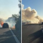 Paura sulla strada Sassari-Alghero, auto in fiamme