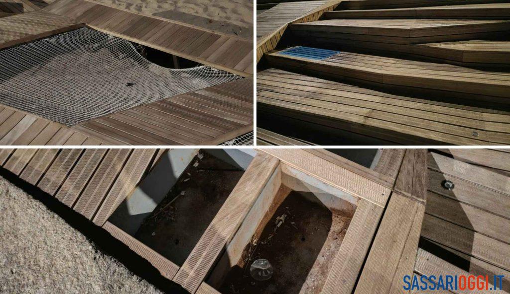 Rotonda di Platamona danneggiata, reti rotte e rifiuti abbandonati