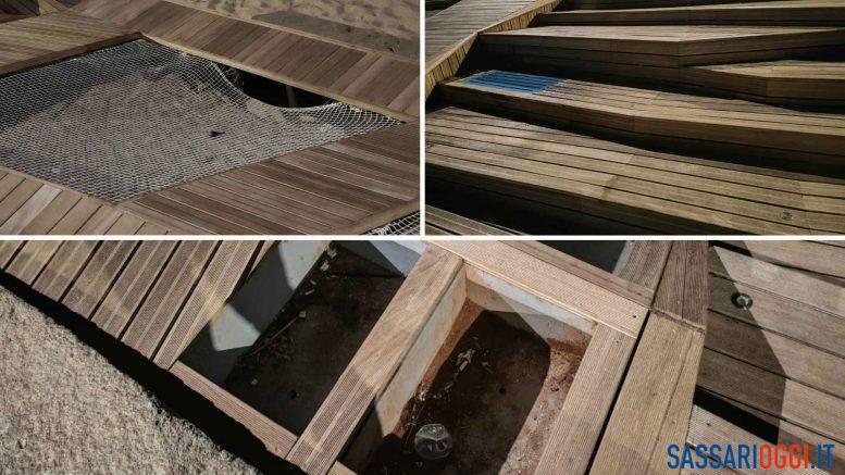 Rotonda di Platamona danneggiata, reti rotte e rifiuti abbandonati