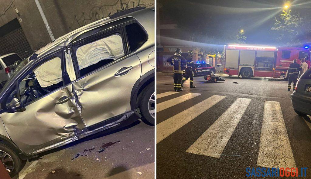 Grave incidente a Sassari, un ferito nello scontro auto-moto