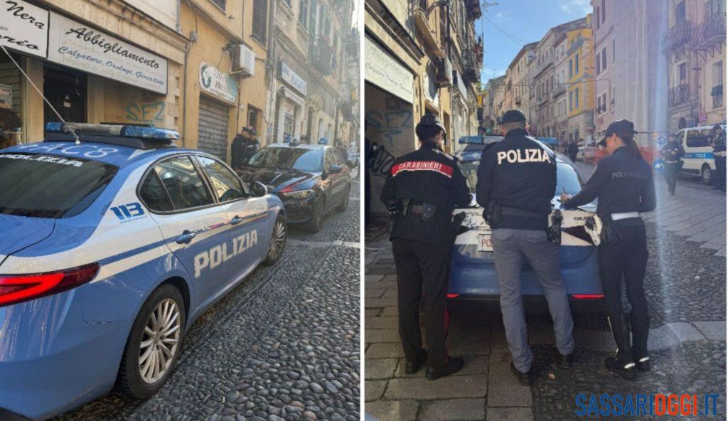 Controlli polizia carabinieri centro storico Sassari