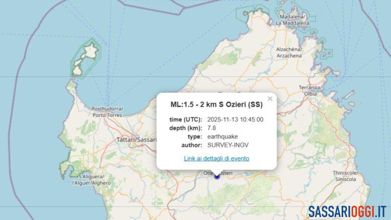 Lieve scossa di terremoto a Ozieri, ecco cosa è successo