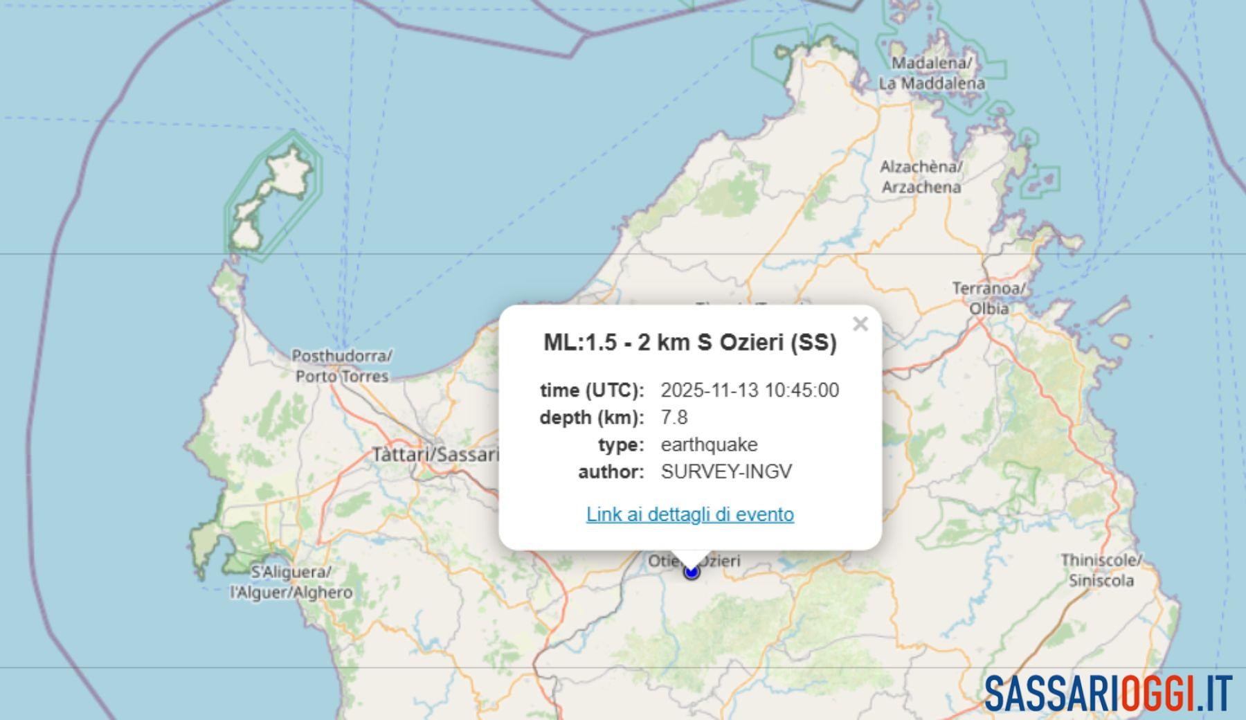 Lieve scossa di terremoto a Ozieri, ecco cosa è successo