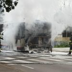 Fiamme incendio autobus Atp Sassari