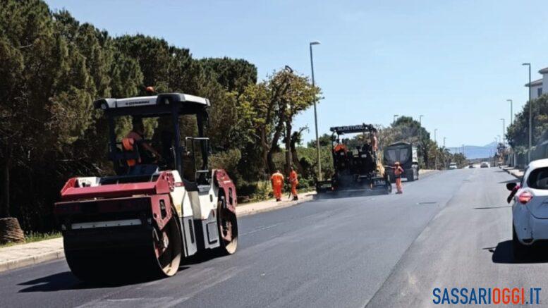 Nuovo asfalto in via Tramontana a Porto Torres