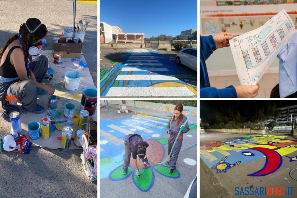 “Passi sicuri” ad Alghero, strisce pedonali colorate con gli studenti