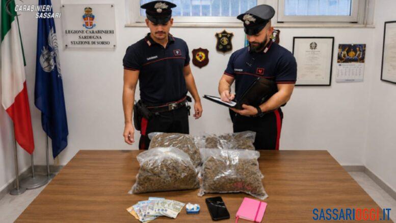 Droga a Sorso, arrestato con cocaina e chili di marijuana