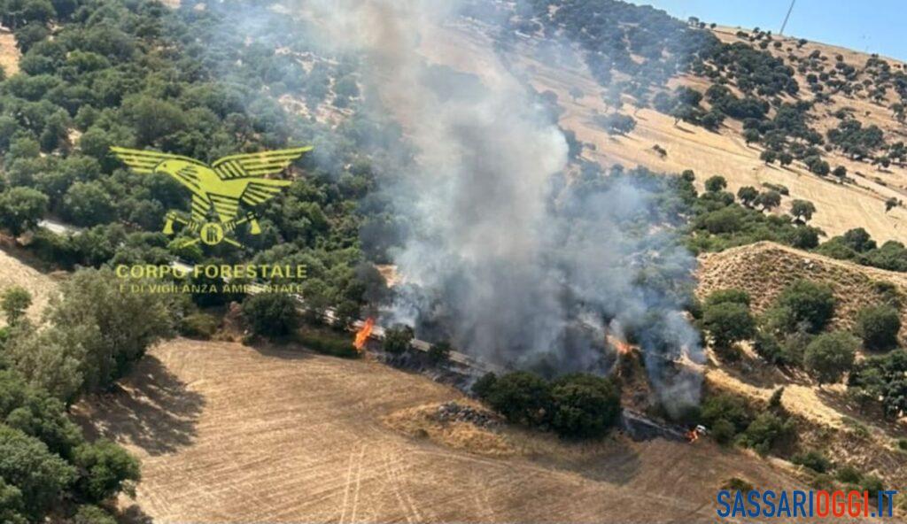 Grosso incendio nelle campagne di Pattada, arrivano due elicotteri