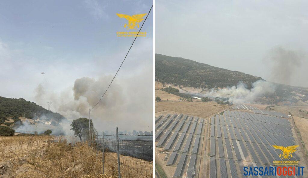 Incendio a Giave, fiamme a pochi passi dai pannelli fotovoltaici