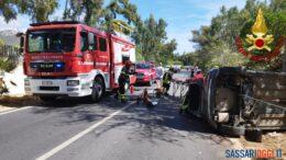 Incidente auto si ribalta a Porto Conte, conducente trasportato a Sassari