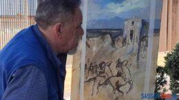Ettore Spada mentre dipinge
